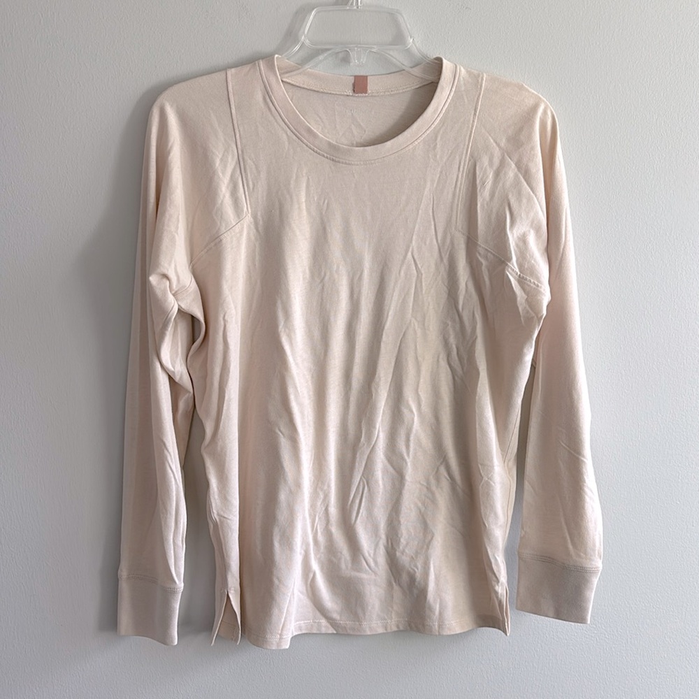 Lunya pale cream crewneck cotton blend top